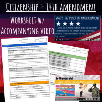 Preview of Citizenship and the 14th amendment Video Worksheet