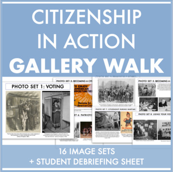 Preview of Citizenship in Action Gallery Walk Stations on Voting, Patriotism, Protests