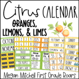 Citrus Classroom Decor Calendar Helper