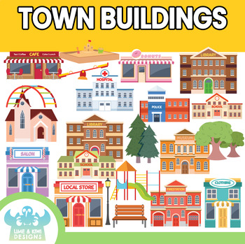 Preview of City Buildings/Town Buildings Clipart (Lime and Kiwi Designs)