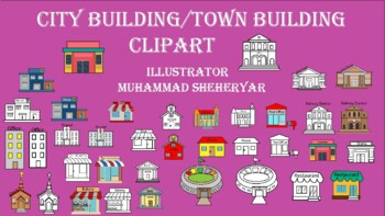 Preview of City Buildings/Town Buildings Clipart (for Personal and Commercial Use)
