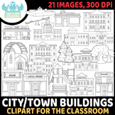 City Buildings/Town Buildings Digital Stamps (Lime and Kiw