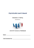 City & Guilds Level 3 Award in Education & Training Unit 3