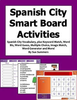 Preview of Spanish City SmartBoard 9 Games and Vocabulary