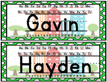 Preview of City Themed Name Plates (editable)