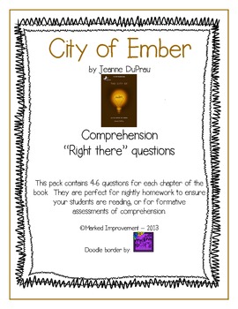Preview of City of Ember - Comprehension Questions