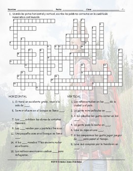 City versus Country Spanish Crossword Puzzle TPT
