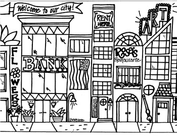 Preview of Cityscape Coloring Sheet