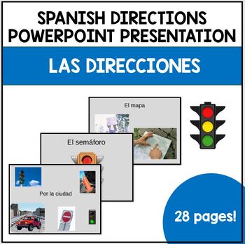 Preview of Ciudad Las Direcciones Spanish City and Directions Vocabulary PPT