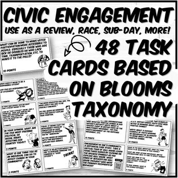 Preview of Civic Engagement Task Cards (48 Task Cards Based on Bloom's Taxonomy)