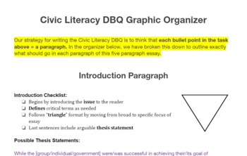 Preview of Civic Literacy DBQ Essay Graphic Organizer