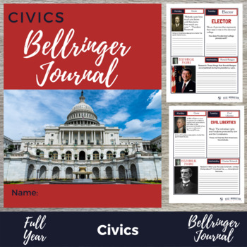 Preview of Civics Bell Ringer Journal & Digital Version Bundle - 150 Bell Ringers