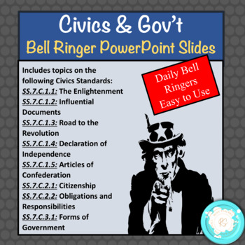 Preview of 54 Civics Daily Bell Ringers Quarter 1