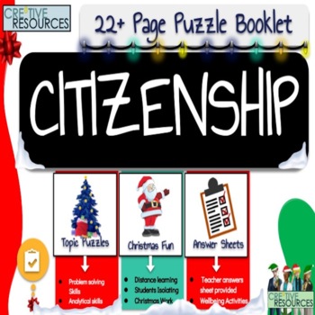 Preview of Civics Christmas Puzzle Work Booklet