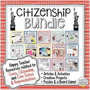 Preview of Civics, Citizenship & Civic Obligations Full Unit Bundle for American Government