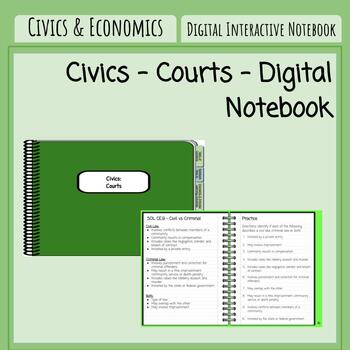 Preview of Civics - Courts - Digital Notebook (VA SOL CE.9)