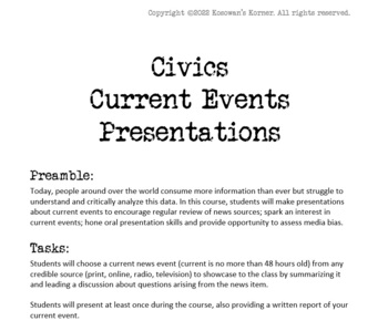 civics current events assignment