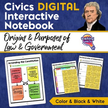 Preview of Civics DIGITAL Interactive Notebook: Origins & Purposes of Law & Government