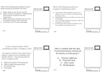 Preview of Civics EOC Practice Question Set / Task Cards- Florida - 45 Day Review Plan