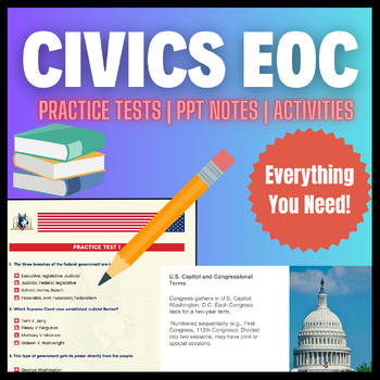 Preview of Civics EOC Practice Tests PowerPoint & Guided Notes ULTIMATE GROWING BUNDLE!