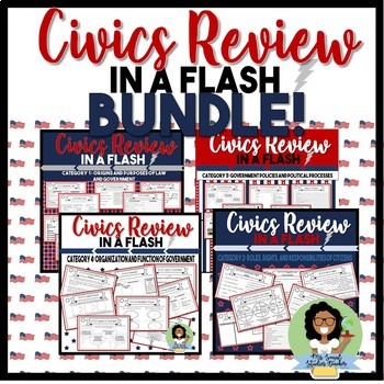 Preview of Civics EOC Review: Category 1,2,3, and 4 Review Task Cards Bundle