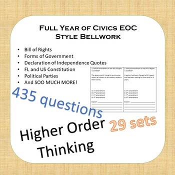 Preview of Civics EOC Style Full Year Bellwork