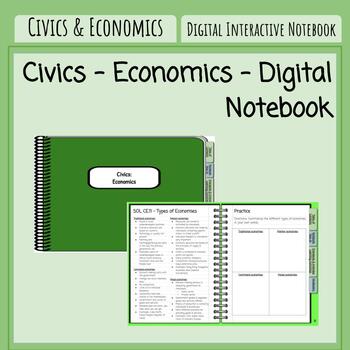 Preview of Civics - Economics - Digital Notebook (VA SOL CE.11, 12, 13)