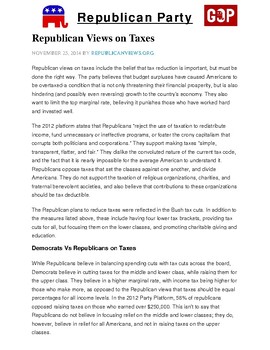 Preview of Civics Election Unit Day 1 Republican Party Platform Reading
