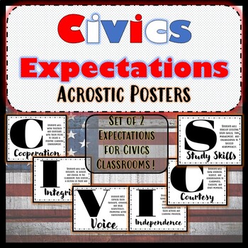 Preview of Civics Expectation Rules | Acrostic Posters | Back to School