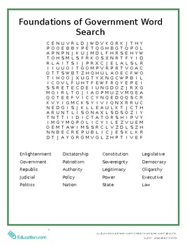 Preview of Civics: Foundations of Government Word Search