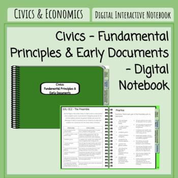 Preview of Civics - Fundamental Principles & Early Docs - Digital Notebook (VA SOL CE.2)