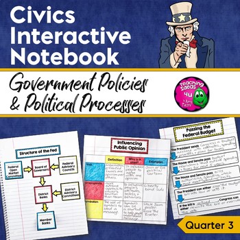 Preview of Civics & Government Interactive Notebook Government Policies Political Processes