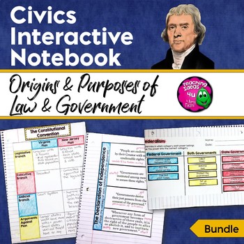 Preview of Civics & U.S. Government EDITABLE Interactive Notebook - Origins & Purposes