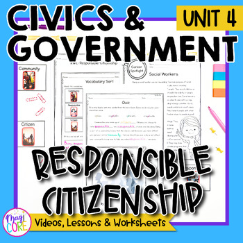 Preview of Civics & Government Unit 4: Responsible Citizenship Social Studies Lessons