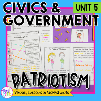 Preview of Civics & Government Unit 5: Patriotism Social Studies Lessons