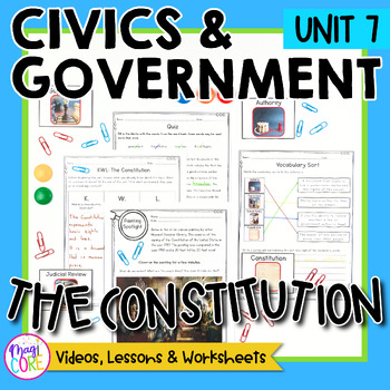 Preview of Civics & Government Unit 7: The Constitution Social Studies Lessons