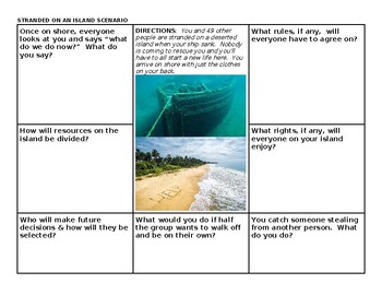 Preview of Civics Intro - Stranded on Island Questions - Create Your Own Government