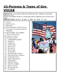 Civics Intro - Vocabulary List - Basics of Government
