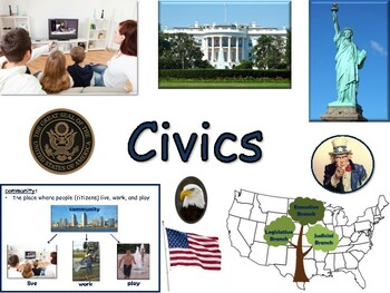 Preview of Civics Lesson & Flashcards - task cards study guide exam prep 2023-2024