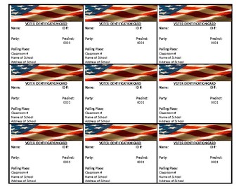 Preview of Civics Mock Election Voter ID Cards