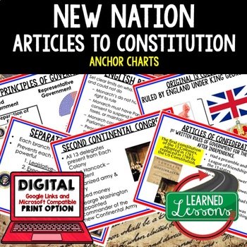 Preview of New Nation Anchor Charts, Articles of Confederation Posters, Civics Anchor Chart