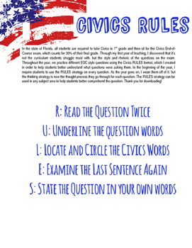 Preview of Civics RULES Question Analysis