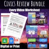 Civics Review Growing Video Worksheet Bundle