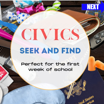 Preview of Civics Seek and Find Game | Back to School Civics and Government Introduction
