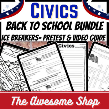 Preview of Civics Start of the Year Pack With Icebreakers, Emergency Sub Plans and Project