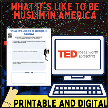 Preview of Civics TED-Ed Talk, "What it's like to be Muslim in America" Worksheet/Activity