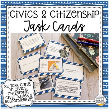 Preview of Civics Task Cards: Citizenship & Civic Duties Review