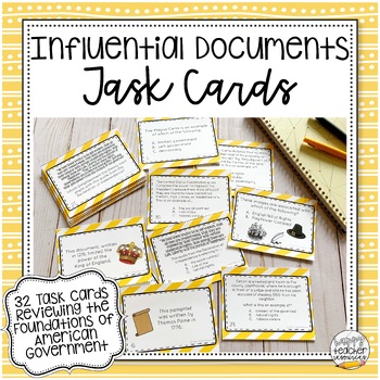 Preview of Civics Task Cards: Foundations of American Government & Influential Documents