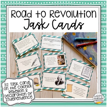 Preview of Civics Task Cards: Colonial Rebellion & Declaration of Independence