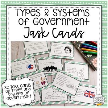 Preview of Civics Task Cards: Types & Systems of Government Review